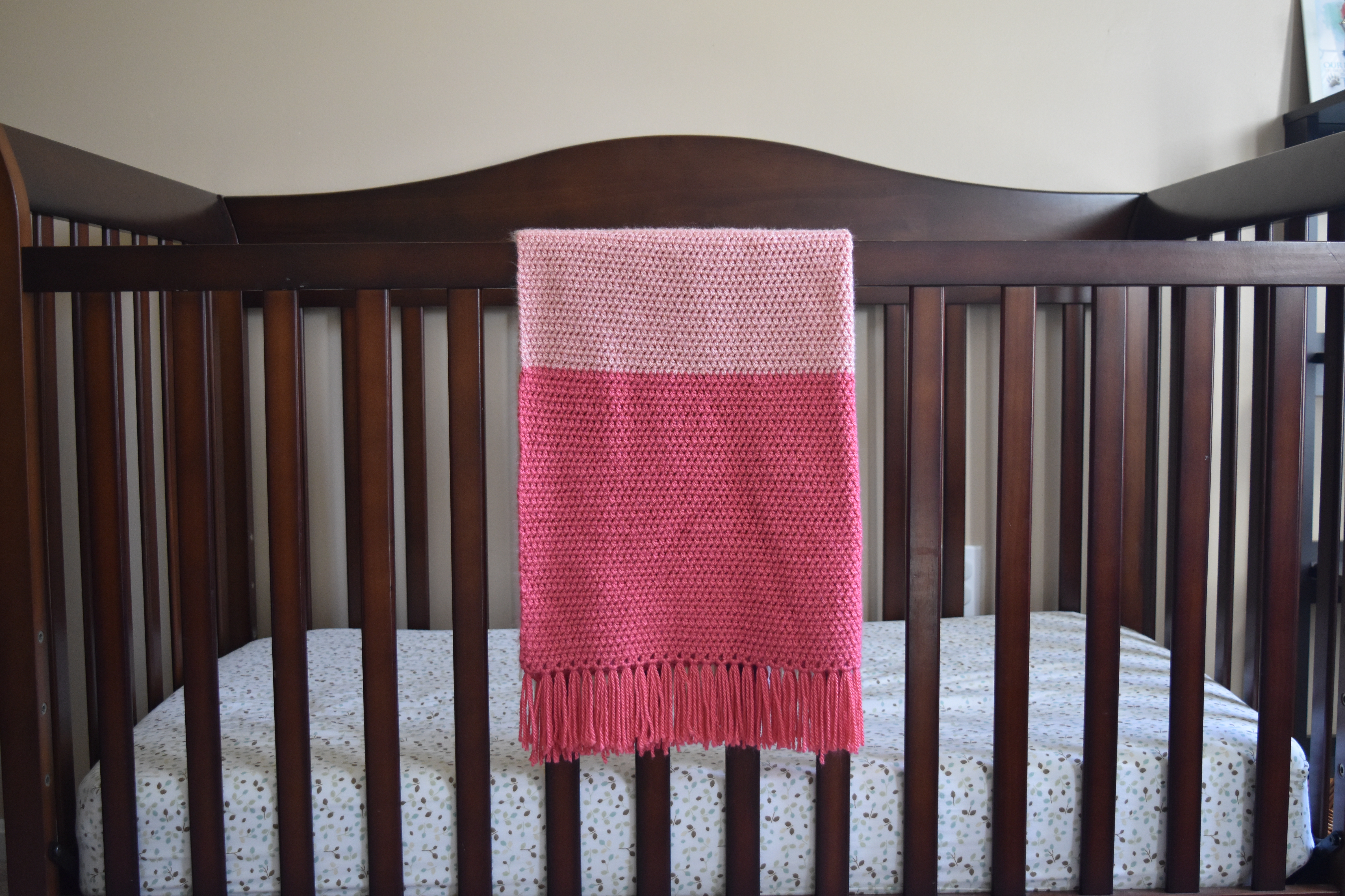 SoCal Sunset Pink Ombre Colorblock Baby Blanket Free Crochet Pattern